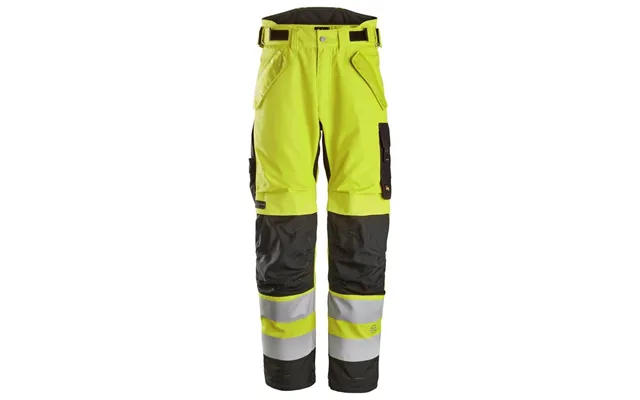 Snickers 6630 High-vis Class 2 Waterproof 37.5 2-layer Light Padded Trousers - Hi-vis Yellow Black Medium