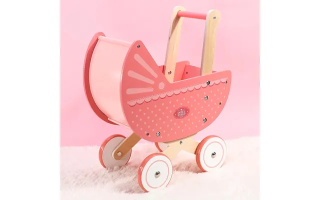 Soka Doll World-pram 0000470 - Aesthetic Pink Pram With Lace Trim & Polka Dots