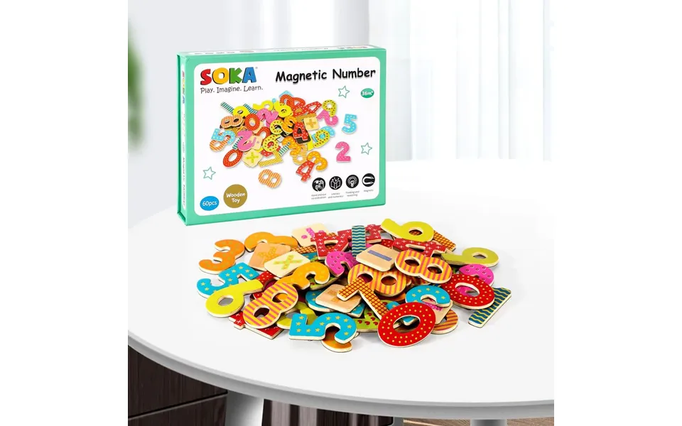 Soka Magnetic Numbers 60 Pcs Fun - Colorful