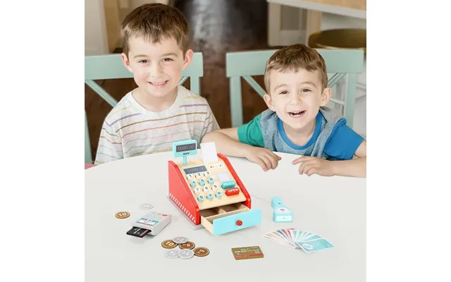 Soka Wooden Cash Register-red & Mint Realistic Accessories, Authentic Game Experience - 0000475