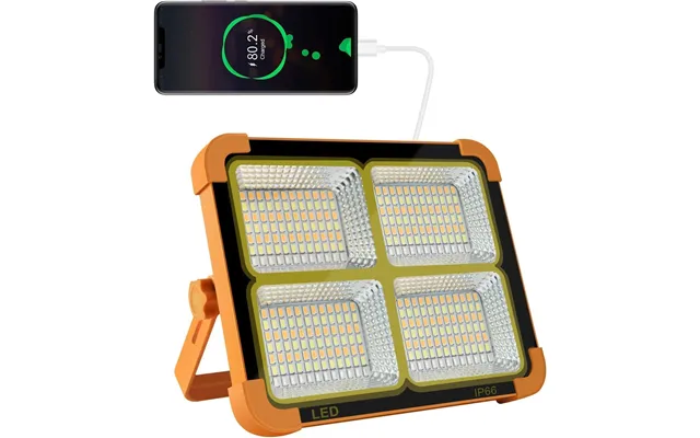 Solar Led Floodlight With Built-in Usb Power Bank 4 Brightness Settings Waterproof Outdoor Security Light For Camping - 
