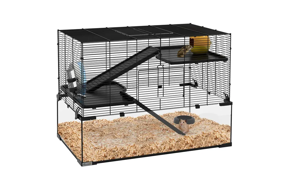 Spacious 3-tier Hamster Cage W Glass Bottom & Essential Accessories - Shop Now