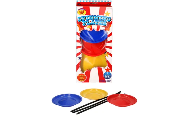 Spinning Plates Circus Skills Set 3 Colourful Plates & Sticks Juggling & Balance Toy For Kids