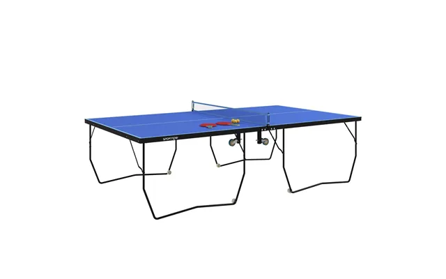 Sportnow 9ft Folding Table Tennis Table W 8 Wheels, For Indoors - Blue