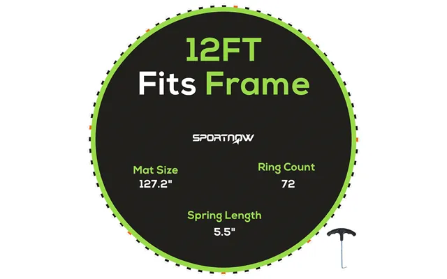 Sportnow Trampoline Mat With 72 V-hooks, For 12ft Trampoline - Green product image
