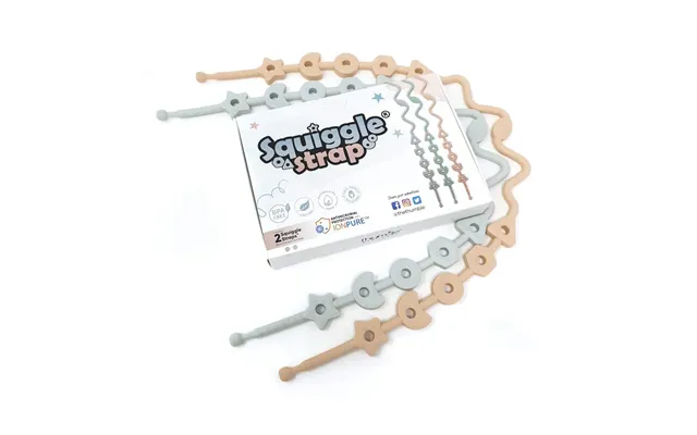Squiggle Strap Antimicrobial Toy Strap 2pcs - Blush Pink & Cool Grey