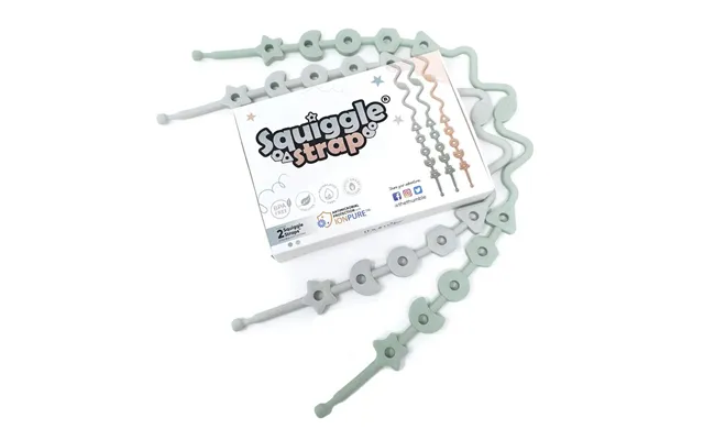 Squiggle Strap Antimicrobial Toy Strap 2pcs - Ether Blue & Cool Grey