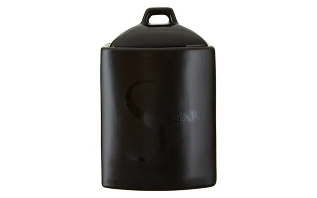Stoneware Sugar Canister Black Text