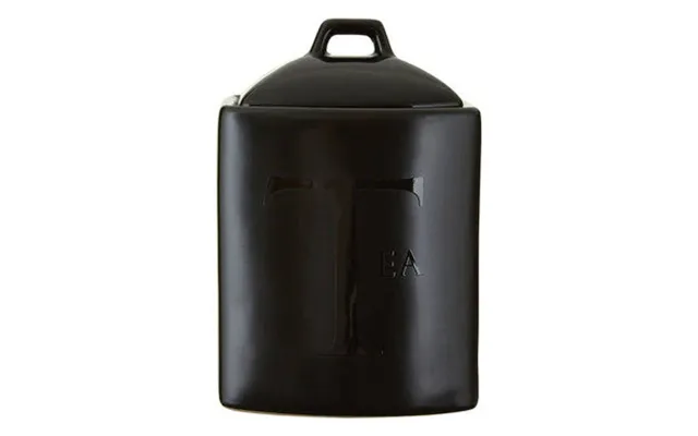 Stoneware Tea Canister Black Text