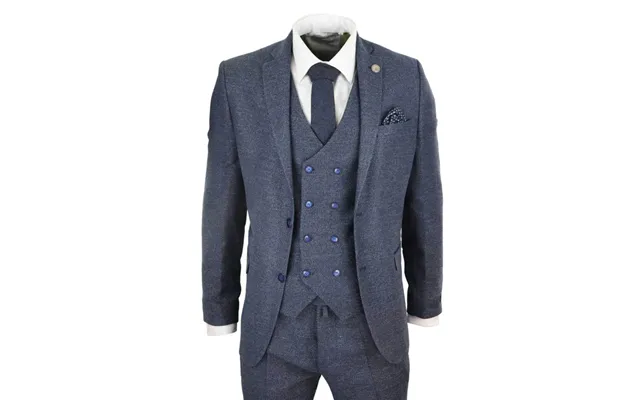 Stz30 - Men's Wool 3 Piece Suit Double Breasted Waistcoat Tweed 1920s