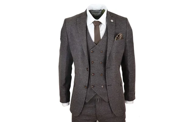 Stz32 - Men's Wool 3 Piece Suit Double Breasted Waistcoat Tweed 1920s