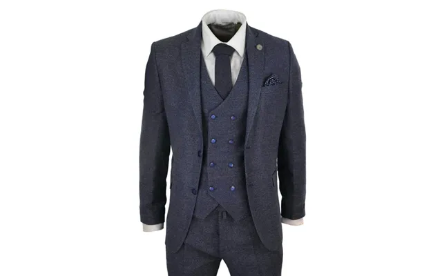 Stz33 - Men's Wool 3 Piece Suit Double Breasted Waistcoat Tweed 1920s