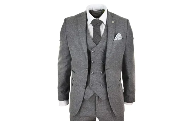 Stz34 - Men's Wool 3 Piece Suit Double Breasted Waistcoat Tweed 1920s