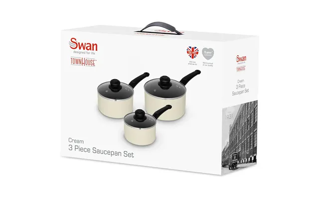 Swan Townhouse 3 Piece Sauce Pan Set Cream