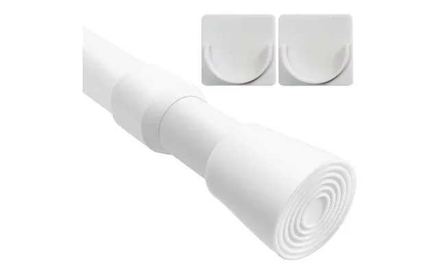 Tension Curtain Rod Extendable 103-190cm With Holders Wardrobe Bathroom