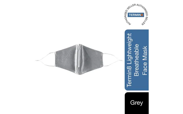 Termin8 Unisex Reusable 2 Layers Face Mask, Satin Silk Lightweight & Breathable - Grey