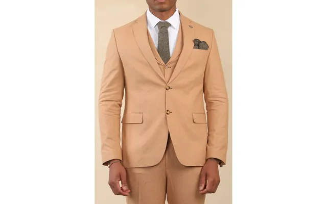 Tp-23 - Men's Camel 3 Piece Linen Summer Wedding Suit