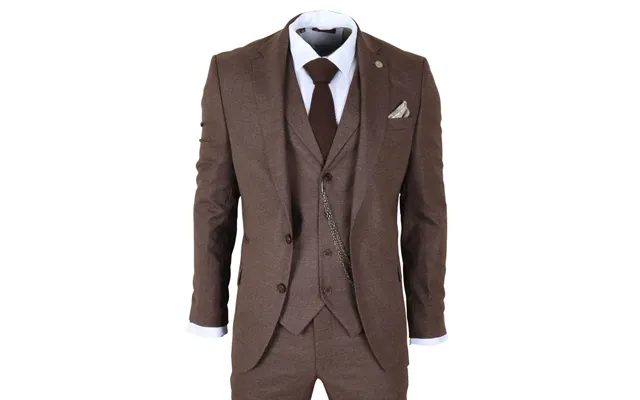 Tp-50 - Men's Brown 3 Piece Prince Of Wales Check Suit