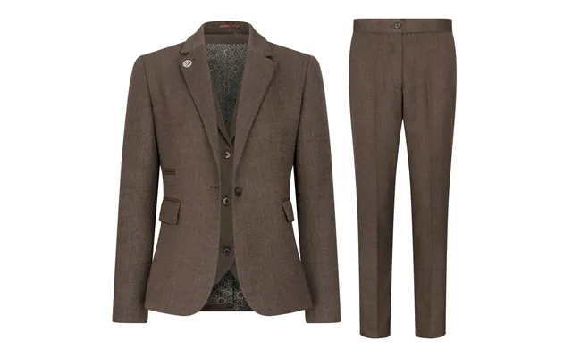 Tpw-ak-06 - Women's Brown 3 Piece Herringbone Tweed Suit