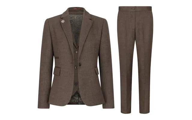 Tpw-ak-06 - Women's Brown 3 Piece Herringbone Tweed Suit