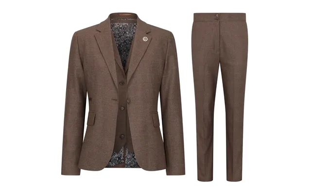 Tpw50 - Women's Brown 3 Piece Prince Of Wales Check Suit
