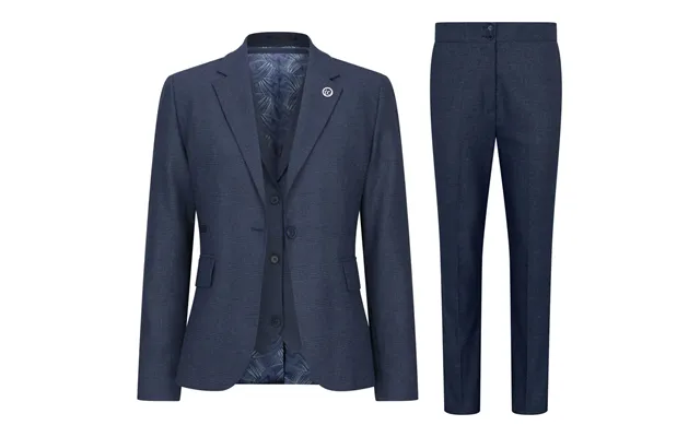 Tpw52 - Women's Navy 3 Piece Prince Of Wales Check Suit