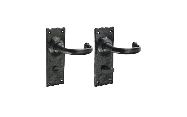 Traditional Bathroom Thumb Turn Lock Door Handle Antique Black Iron - 155 × 54