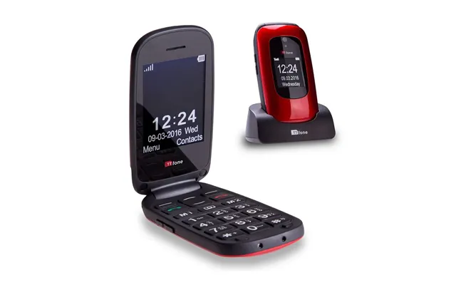 Ttfone Lunar Flip Big Button Mobile With Giff Gaff Sim - Red, Easy Menu