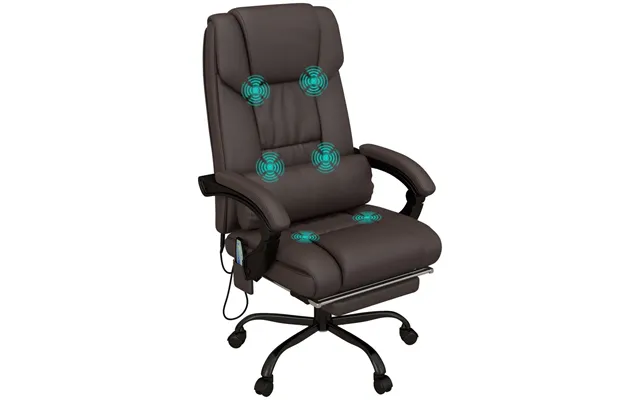 Ultimate Comfort & Style Pu Leather Massage Office Chair - 6 Vibration Points, Adjustable Height, Brown