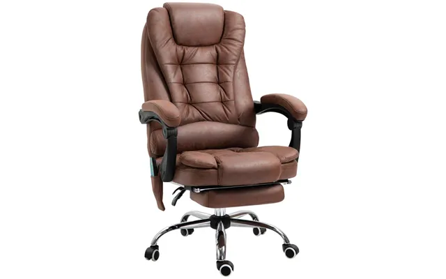 Ultimate Relaxation Vintage Heated Massage Office Chair 6 Vibration Points Brown