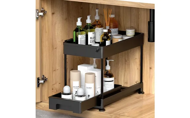 Under Cabinet Slide Out Storage Drawer 2 Tier Under Sink Organizer Kitchen Ronlap - Black