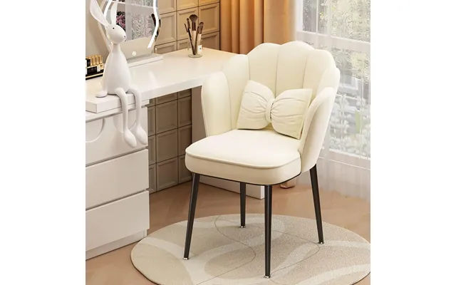 Velvet Vanity Chair Accent Armchair Flower Back Gold Legs Makeup Room Pillow - Beige