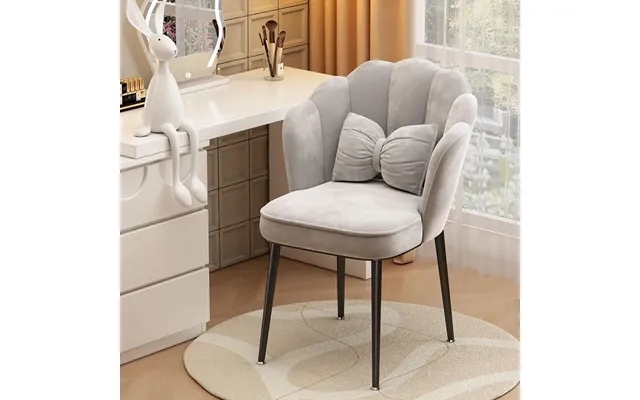 Velvet Vanity Chair Accent Armchair Flower Back Gold Legs Makeup Room Pillow - Gray