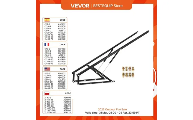 Vevor Pair Of 5ft 4ft Heavy Pneumatic Storage Bed Lift Mechanism Gas Spring Strut Support Hinge Bed Sofa Storage Space S