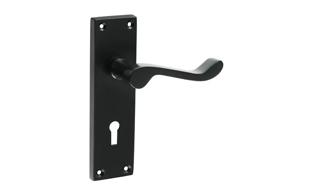 Victorian Scroll Lock Door Handle Matt Black - 152 × 42