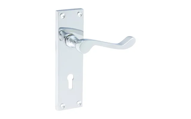 Victorian Scroll Lock Door Handle Polished Chrome - 152 × 42