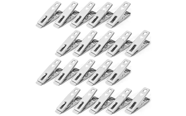 Vinsani Pack Of 20 - 80 Stainless Steel Spring Loaded Metal Laundry Clothes Clip Pegs