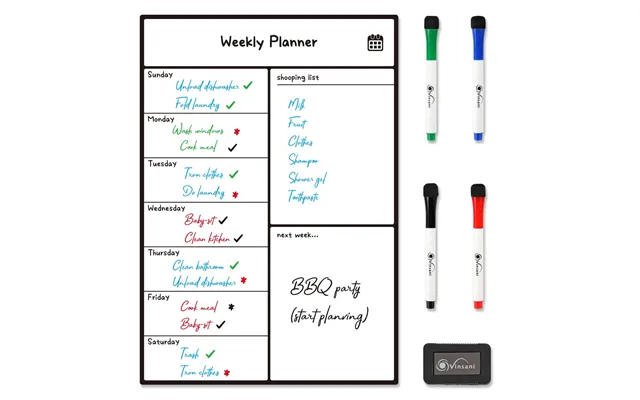 Vinsani Weekly Planner 4 Markers & Eraser 0000146