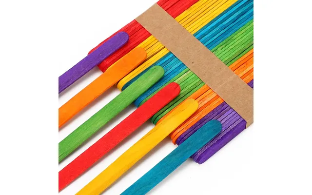 Vinsani Wooden Coloured Lolly Sticks - 100pcs
