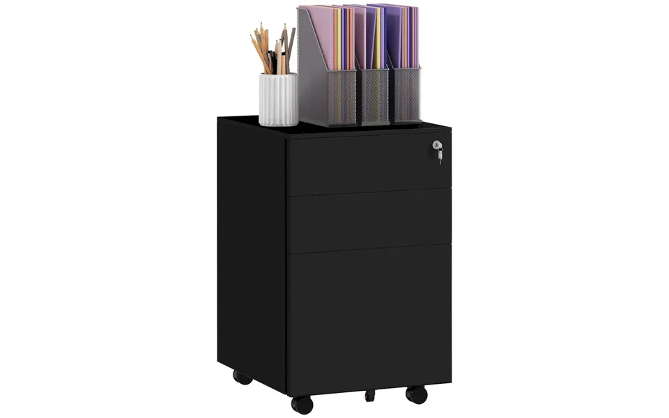 Vinsetto Steel File Cabinet With Lock Hanging Bar For Letter A4 Legal Size Black