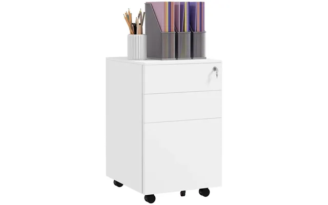 Vinsetto Steel File Cabinet With Lock Hanging Bar For Letter A4 Legal Size White