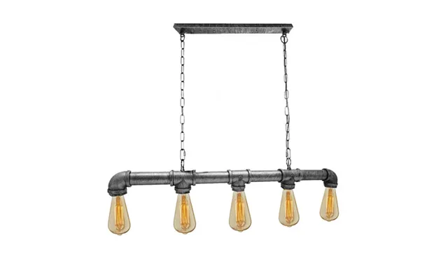 Vintage Brushed Silver Waterpipe Chandelier - 5 Light Ceiling Fixture product image