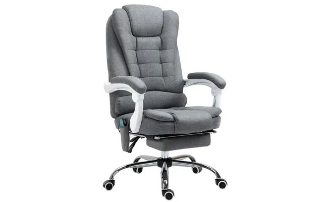 Vintage High Back Heated Massage Office Chair 6 Vibration Points Grey
