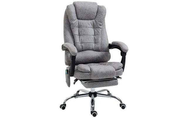 Vintage High Back Massage Office Chair Grey - 6 Vibration Points & Heated