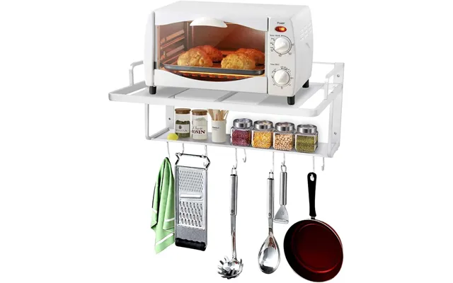 Wall Mounted Microwave Rack 2-tier Aluminum Shelf With Guard Rail 21