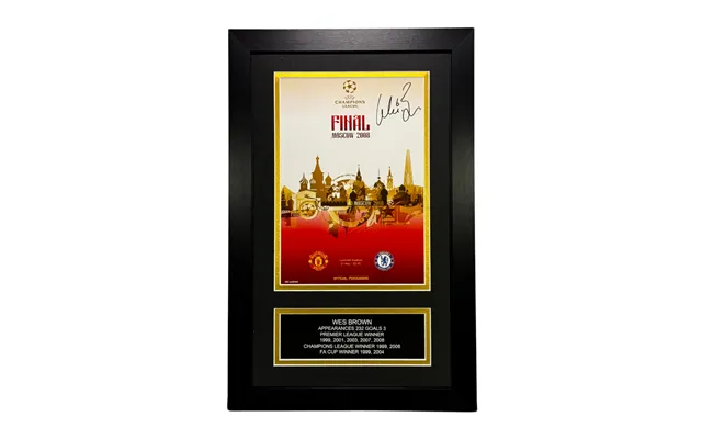 Wes Brown Signed Official 2008 Ucl Final Matchday Programme - Framed