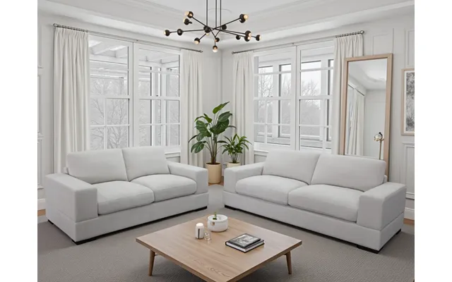 Westminster 3 2 Sofa Set Plush Fabric, Deep Comfort, Contemporary Style - Ivory