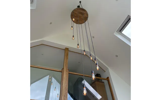 Whiskey Barrel Cascade Cluster Pendant Light Wooden Chandelier - 7 product image