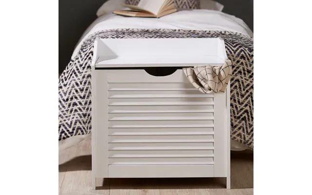 White Wood Laundry Storage Cabinet Shutter