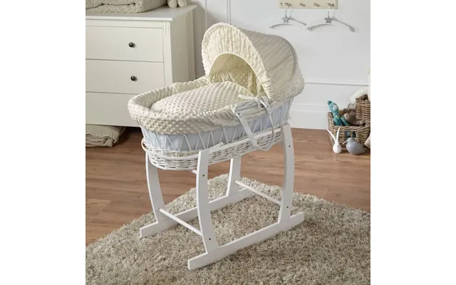 Wicker Baby Moses Basket With Stand - White Dimple Cream